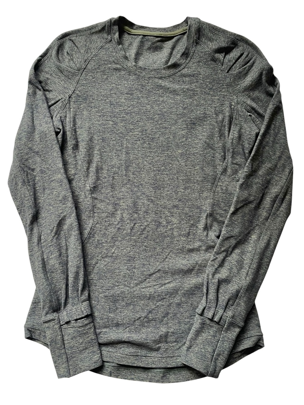 Lululemon Extra Mile Long Sleeve Heathered Utilitarian Green Women’s 4 EUC 88$